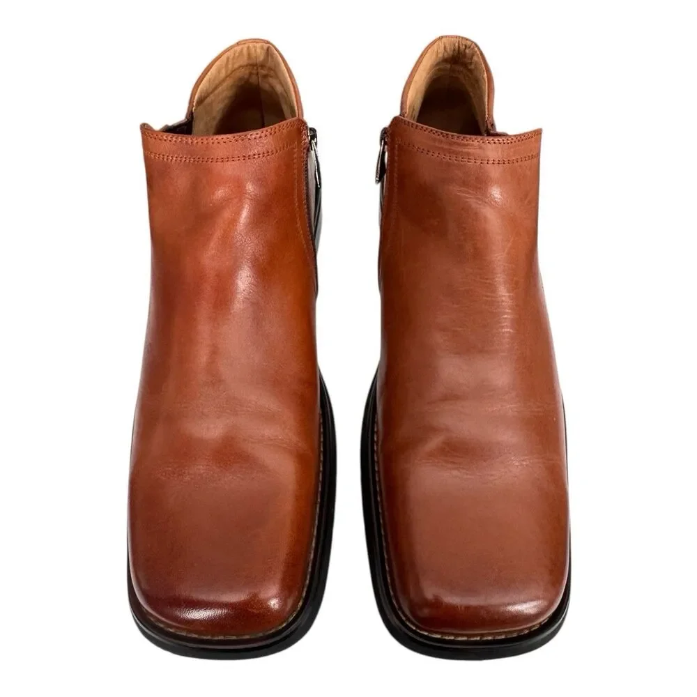 Donato Marrone Brown Leather Ankle Boots Men’s 12‎ Square Toe Vintage